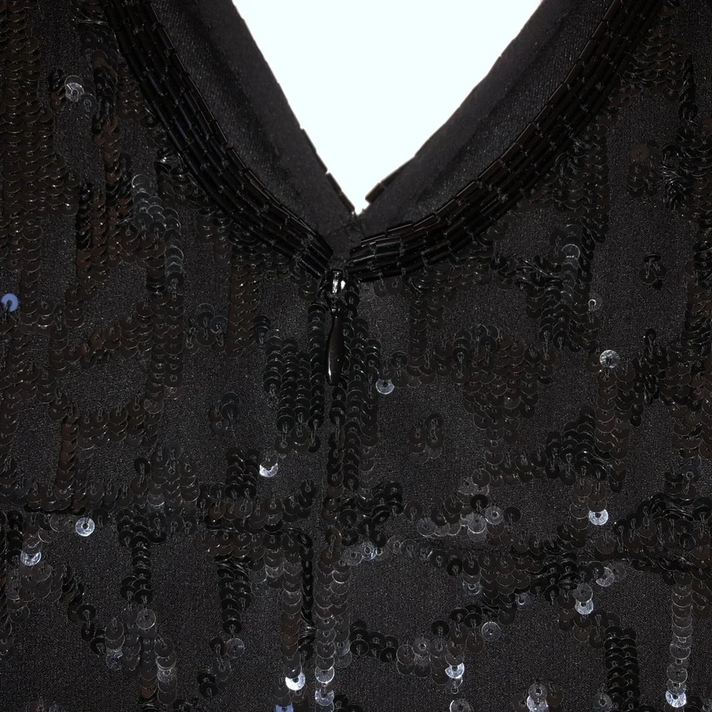 Sequin Mini Dress cocktail beaded v neck sleeveless party sexy prom wedding - Picture 10 of 15